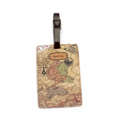 Harta lumii creative Accesorii de călătorie de înaltă calitate Etichetă pentru bagaje Valisă din PU Suport pentru adresă de identificare Etichetă de îmbarcare pentru bagaje Etichetă portabilă