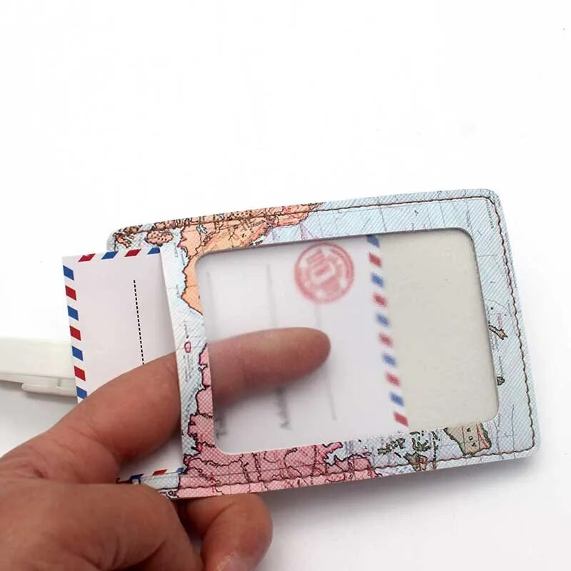 Creative World Map Αξεσουάρ ταξιδιού υψηλής ποιότητας Ετικέτα αποσκευών PU βαλίτσα ID Διευθύνσεις Κάτοχος αποσκευών Ετικέτα επιβίβασης Φορητή ετικέτα