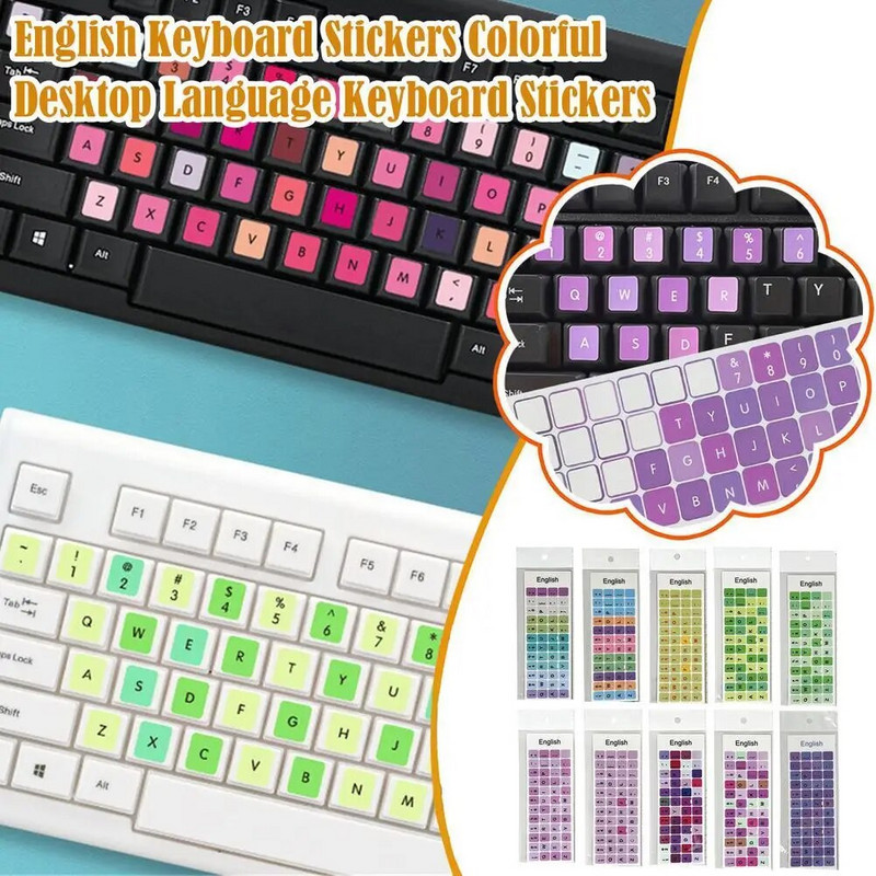 Piezīmjdatora angļu valodas tastatūras uzlīme Macaron krāsu taustiņu uzlīme Galddatora uzlīme Skrubis remonts Putekļu necaurlaidīga tastatūras plēve