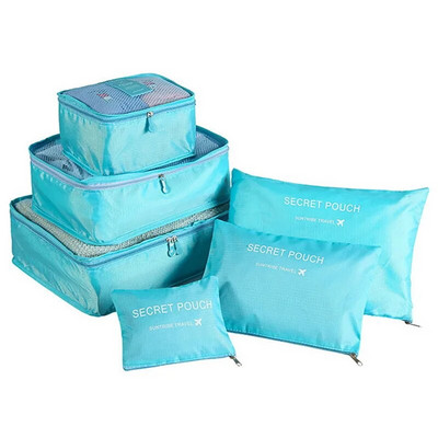 6 τεμ. Leopard Print Τσάντες Ταξιδιωτικής Βαλίτσας Μονόχρωμο Αποσκευές Ντουλάπα Ρούχα Οργανωτής αποθήκευσης Εσώρουχα Παπούτσια Συσκευασία Κύβοι