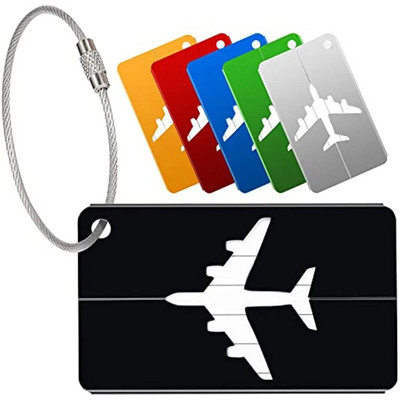 Етикети за багаж Етикети за куфари от алуминиева сплав Пътни етикети Комплект със стоманена примка ID Етикети за багаж за куфари Аксесоари за пътуване