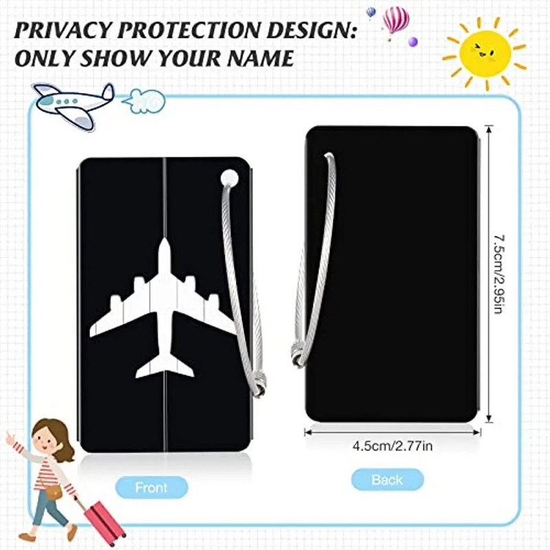 Bagāžas etiķetes Alumīnija sakausējuma čemodāna etiķetes Ceļojumu etiķešu komplekts ar tērauda cilpu ID bagāžas etiķetes koferiem ceļojumu piederumi