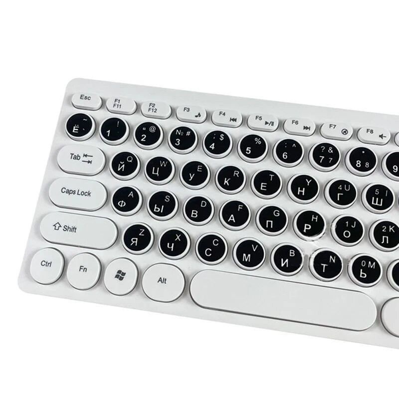 Krievu gluda apaļa 2 krāsu tastatūras uzlīme valoda aizsargplēves izkārtojums pogas burti datora klēpjdatoru piederumi