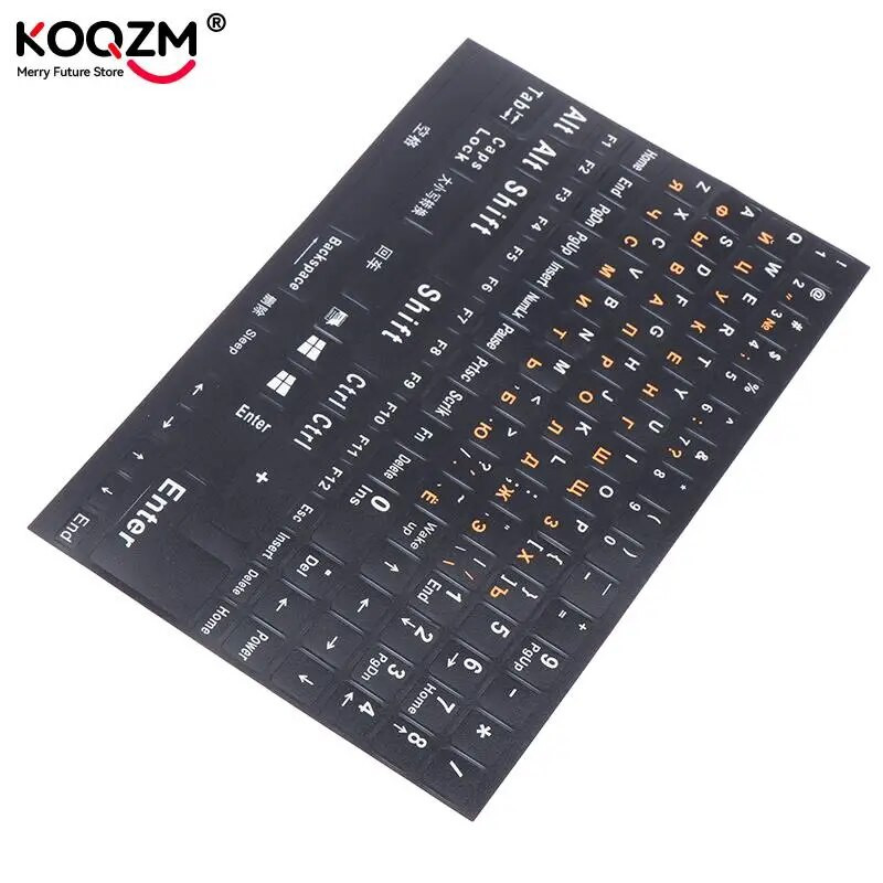 Αυτοκόλλητα πληκτρολογίου πλήρους μεγέθους Ρωσικά αγγλικά Αυτοκόλλητο γράμματος διάταξης αλφαβήτου για φορητό υπολογιστή επιτραπέζιου υπολογιστή Αντικατάσταση πληκτρολογίου