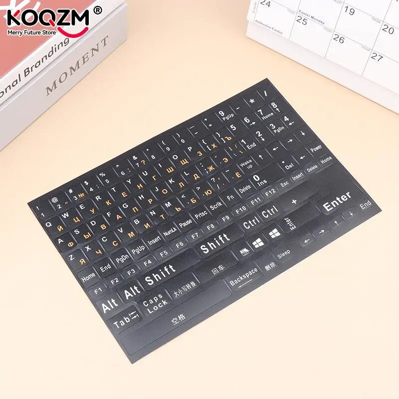 Αυτοκόλλητα πληκτρολογίου πλήρους μεγέθους Ρωσικά αγγλικά Αυτοκόλλητο γράμματος διάταξης αλφαβήτου για φορητό υπολογιστή επιτραπέζιου υπολογιστή Αντικατάσταση πληκτρολογίου