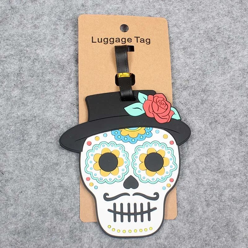 Uusimad Creative Skull Travel Accessories Pagasi silt Silikageel Kohvri ID Aadressid Hoidja Pagasi pardaleminekusildid Kaasaskantav etikett