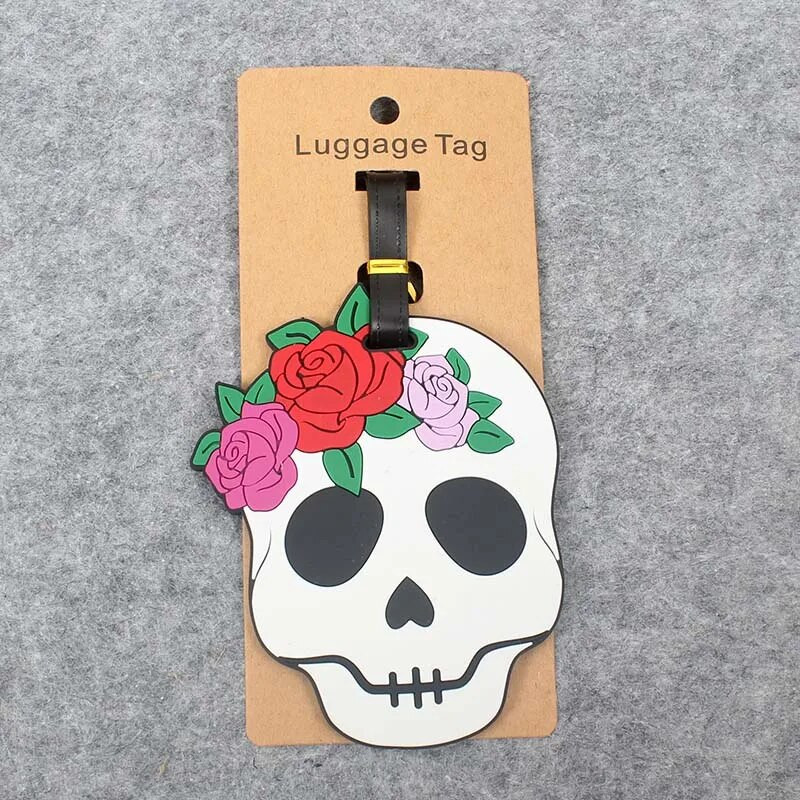 Uusimad Creative Skull Travel Accessories Pagasi silt Silikageel Kohvri ID Aadressid Hoidja Pagasi pardaleminekusildid Kaasaskantav etikett