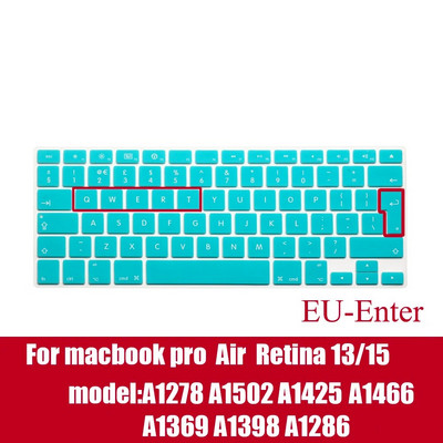 Klēpjdatora tastatūras vāciņš priekš macbook air 13 pro 15 collu A1466 A1502 A1278 A1398 EU Silicon Keyboard Cover Color aizsargplēve