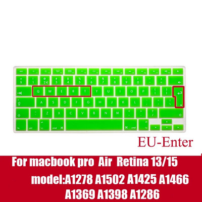 Klēpjdatora tastatūras vāciņš priekš macbook air 13 pro 15 collu A1466 A1502 A1278 A1398 EU Silicon Keyboard Cover Color aizsargplēve