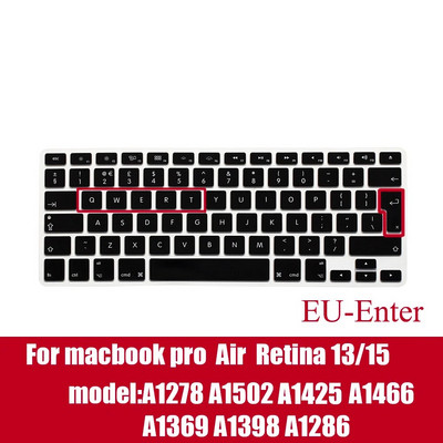 Klēpjdatora tastatūras vāciņš priekš macbook air 13 pro 15 collu A1466 A1502 A1278 A1398 EU Silicon Keyboard Cover Color aizsargplēve