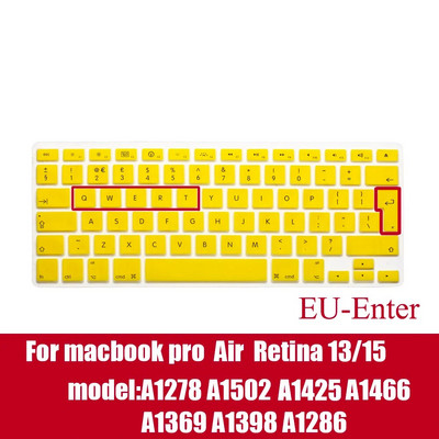 Klēpjdatora tastatūras vāciņš priekš macbook air 13 pro 15 collu A1466 A1502 A1278 A1398 EU Silicon Keyboard Cover Color aizsargplēve