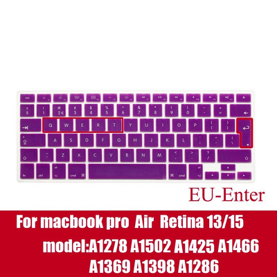 Klēpjdatora tastatūras vāciņš priekš macbook air 13 pro 15 collu A1466 A1502 A1278 A1398 EU Silicon Keyboard Cover Color aizsargplēve