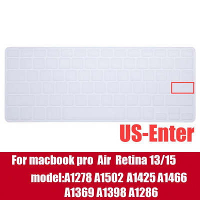 Klēpjdatora tastatūras vāciņš priekš macbook air 13 pro 15 collu A1466 A1502 A1278 A1398 EU Silicon Keyboard Cover Color aizsargplēve