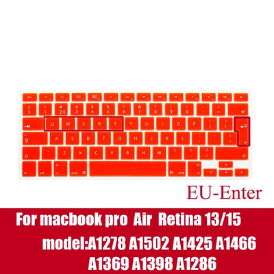 Klēpjdatora tastatūras vāciņš priekš macbook air 13 pro 15 collu A1466 A1502 A1278 A1398 EU Silicon Keyboard Cover Color aizsargplēve