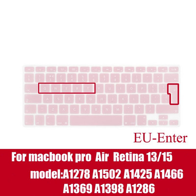 Klēpjdatora tastatūras vāciņš priekš macbook air 13 pro 15 collu A1466 A1502 A1278 A1398 EU Silicon Keyboard Cover Color aizsargplēve