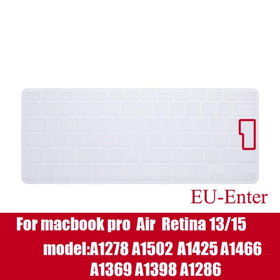 Klēpjdatora tastatūras vāciņš priekš macbook air 13 pro 15 collu A1466 A1502 A1278 A1398 EU Silicon Keyboard Cover Color aizsargplēve