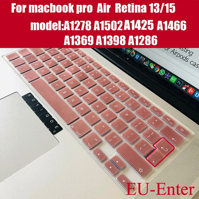 Klēpjdatora tastatūras vāciņš priekš macbook air 13 pro 15 collu A1466 A1502 A1278 A1398 EU Silicon Keyboard Cover Color aizsargplēve