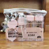 7 buc./set Mini machiaj de călătorie Sticle de oală pentru cremă de față cosmetică Recipient de machiaj gol din plastic transparent Accesorii de călătorie