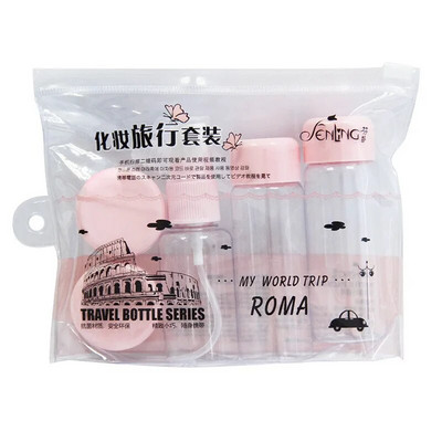 7 buc./set Mini machiaj de călătorie Sticle de oală pentru cremă de față cosmetică Recipient de machiaj gol din plastic transparent Accesorii de călătorie
