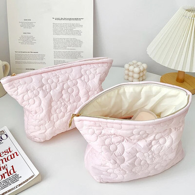 Γυναικεία τσάντα καλλυντικών λουλουδιών μεγάλης χωρητικότητας Πορτοφόλι μακιγιάζ Ταξιδιωτικές τσάντες αποθήκευσης Καπιτονέ βαμβακερές τσάντες χειρός Τουαλέτα Organizer