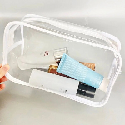 PVC прозрачни козметични чанти Малка голяма прозрачна водоустойчива чанта за гримове Преносима чанта за измиване на тоалетни принадлежности Калъф за съхранение Калъф за съхранение