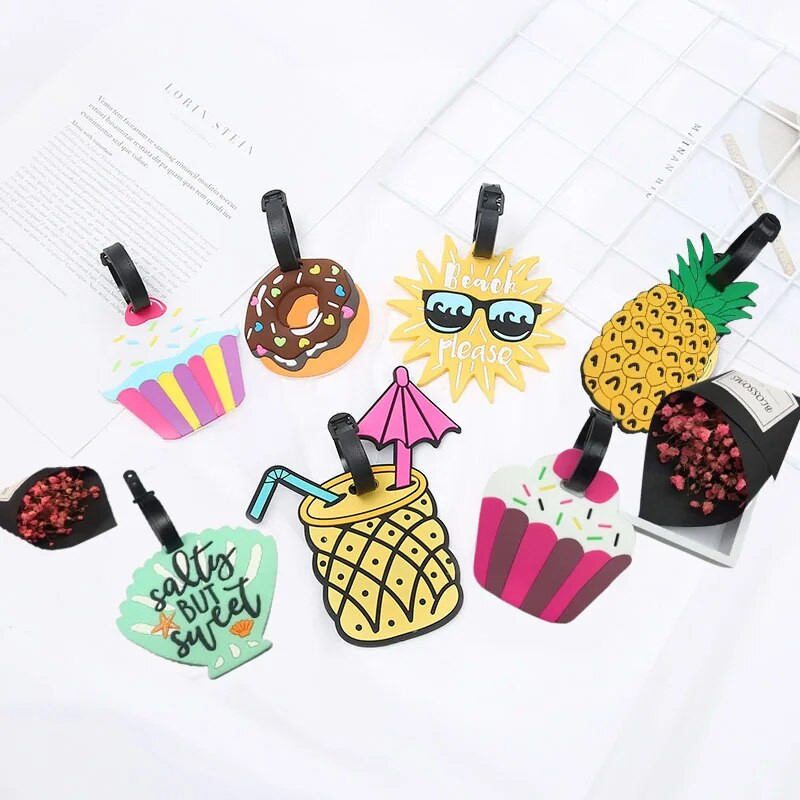 1 τεμ PVC χαριτωμένα ετικέτες αποσκευών Γυναίκες Άντρες Καλοκαιρινή παραλία Silica Gel Βαλίτσα Όνομα Ετικέτες ID διεύθυνσης Ετικέτα επιβίβασης Ετικέτες ταξιδιού