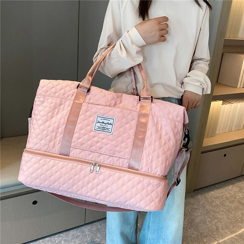 Velika velika torba Weekender Carry On Noćne torbe za žene Putovanje s rukavima za kolica Wet Pocket Sportska torba za teretanu