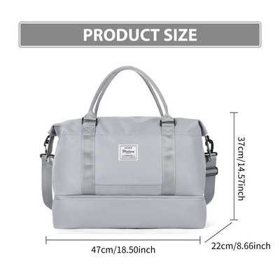 Likros Duffel Bag ceļojumu soma ar apavu nodalījumu, sporta zāles somas, plecu nedēļas nogales nakšņošanas soma sievietēm Bagāžas soma