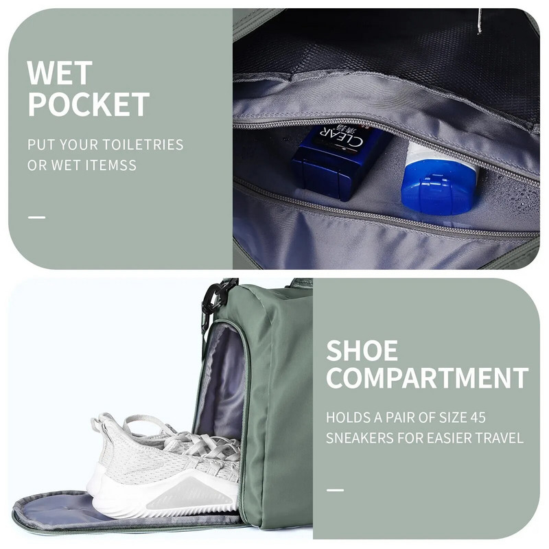 Likrose reisikott naistele, spordijõusaali kott jalatsite lahtriga Haigla joogareiside reisikotid, nädalavahetuse kott