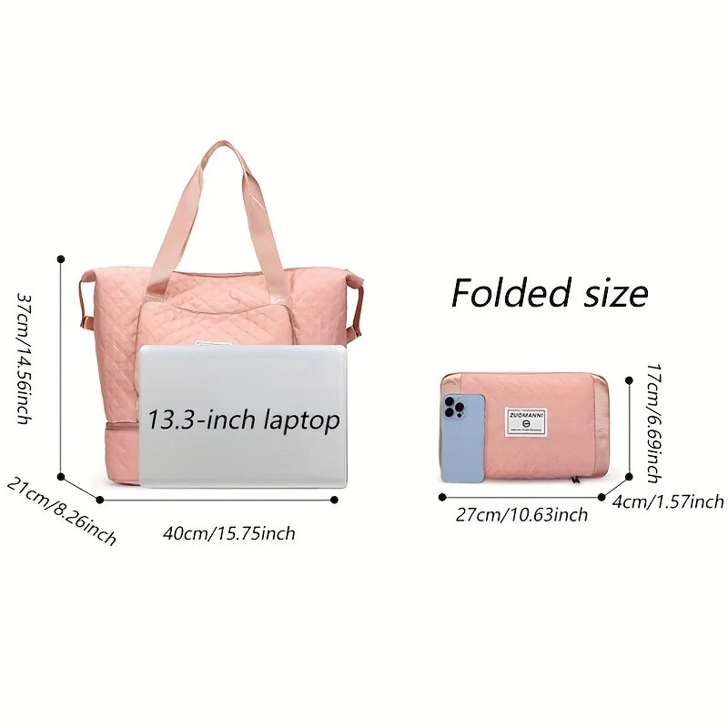 Lielas ietilpības ceļojumu soma sievietēm, viegla Argyle raksta nedēļas nogales soma, sabiezināta sporta zāles uzglabāšanas soma