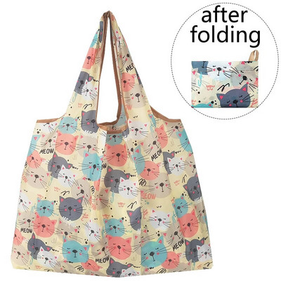Najlonske ekološke torbe za kupnju Skladištenje Čvrsta prijenosna velika kawaii torba s crtanim filmom Putna trgovina Namirnice za višekratnu upotrebu Sklopiva periva