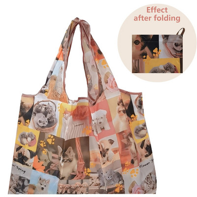 Najlonske ekološke torbe za kupnju Skladištenje Čvrsta prijenosna velika kawaii torba s crtanim filmom Putna trgovina Namirnice za višekratnu upotrebu Sklopiva periva