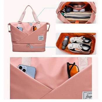 Γυναικεία επεκτάσιμη τσάντα ταξιδιού με θήκη φορητού υπολογιστή, αδιάβροχη τσάντα γυμναστικής με βρεγμένη τσέπη