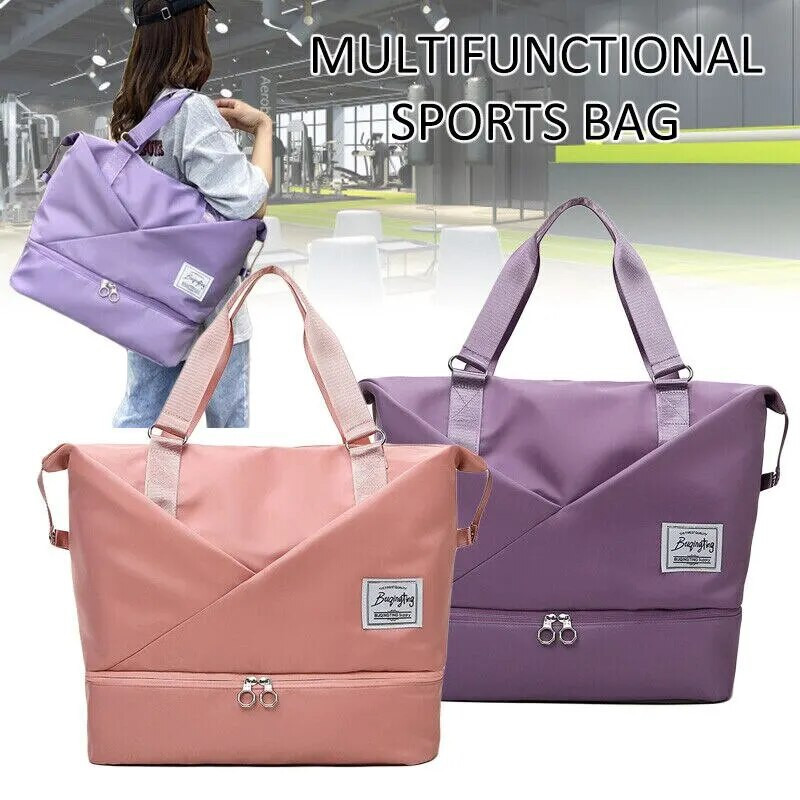 Γυναικεία επεκτάσιμη τσάντα ταξιδιού με θήκη φορητού υπολογιστή, αδιάβροχη τσάντα γυμναστικής με βρεγμένη τσέπη