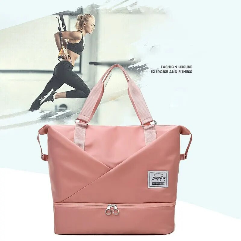 Γυναικεία επεκτάσιμη τσάντα ταξιδιού με θήκη φορητού υπολογιστή, αδιάβροχη τσάντα γυμναστικής με βρεγμένη τσέπη