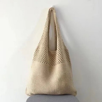 Genți de mână tricotate de designer Genți de mână de mare capacitate pentru femei Pachet de femei Geanta de plajă de vară Poșete mari Genți de umăr țesute în gol