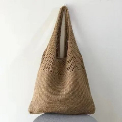 Genți de mână tricotate de designer Genți de mână de mare capacitate pentru femei Pachet de femei Geanta de plajă de vară Poșete mari Genți de umăr țesute în gol