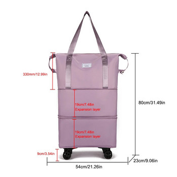 Πτυσσόμενες τσάντες αποσκευών Επεκτάσιμο κυλιόμενο πακέτο Duffle με τροχό μεγάλης χωρητικότητας Oxford Clot Dry-Wet Separation Outdoor Weekend Bag