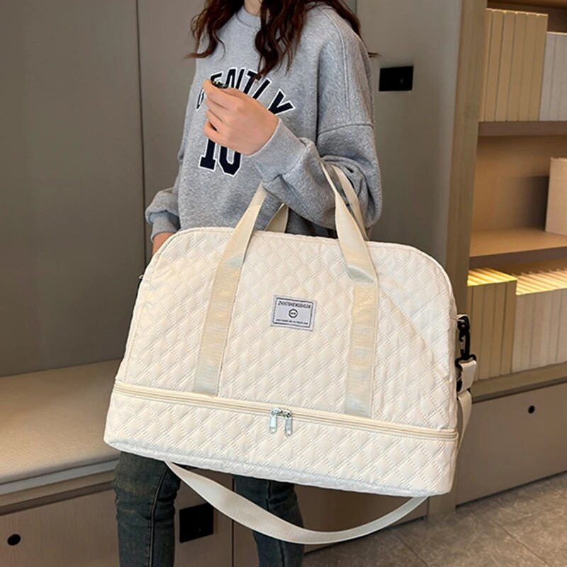 Trumpos kelionės kelioninis krepšys Vyriškas moteriškas rankinė Didelės talpos bagažo laikymo krepšys Sausas šlapias atskyrimas vandeniui atsparus sportinis kūno rengybos krepšys