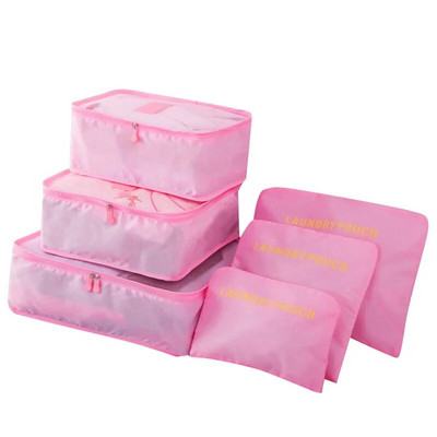 6gab komplekts Ceļojumu apģērbu glabāšanas somas Pārnēsājamas bagāžas kārtotājs maisiņš Čemodāns Iepakošanas kubs salokāms apavu kārtīgs maisiņš karstā pārdošana