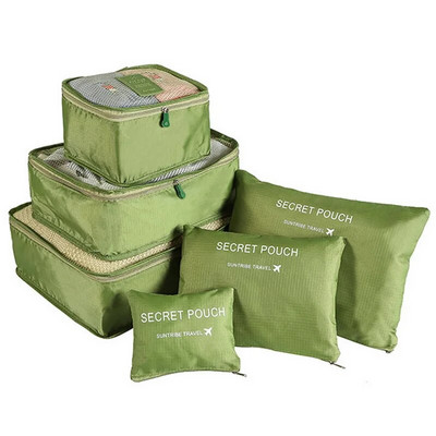 6gab komplekts Ceļojumu apģērbu glabāšanas somas Pārnēsājamas bagāžas kārtotājs maisiņš Čemodāns Iepakošanas kubs salokāms apavu kārtīgs maisiņš karstā pārdošana