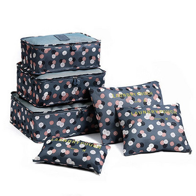 6gab komplekts Ceļojumu apģērbu glabāšanas somas Pārnēsājamas bagāžas kārtotājs maisiņš Čemodāns Iepakošanas kubs salokāms apavu kārtīgs maisiņš karstā pārdošana