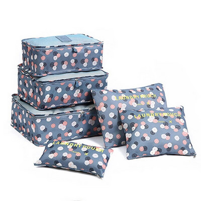 6gab komplekts Ceļojumu apģērbu glabāšanas somas Pārnēsājamas bagāžas kārtotājs maisiņš Čemodāns Iepakošanas kubs salokāms apavu kārtīgs maisiņš karstā pārdošana