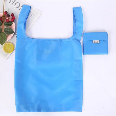 Pirkinių krepšys vientisos spalvos Ekologiška sulankstoma daugkartinė nešiojama rankinė ant peties Poliesterio kelionėms maisto prekių pirkinių krepšys, tvirtas