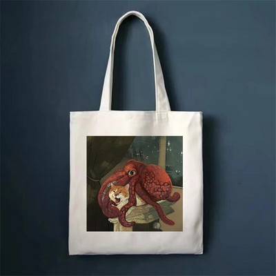 Τσάντες αγορών Cute Cat Τσάντες Shopper Τσάντες Tote Canvas Bag Harajuku Επαναχρησιμοποιήσιμη Μεγάλη χωρητικότητα Γυναικείες Casual Τσάντα ώμου Kawaii