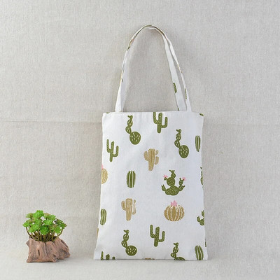 Torbe od pamučnog lana za kupnju Ekološki prihvatljiva platnena torba za nošenje na rame za višekratnu upotrebu Torbe od japanskog platna s printom velikog kapaciteta