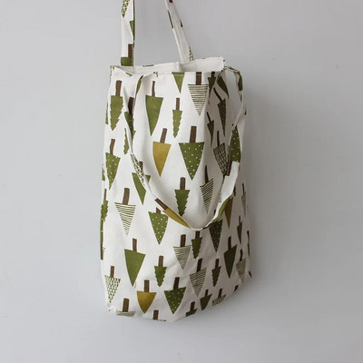 Torbe od pamučnog lana za kupnju Ekološki prihvatljiva platnena torba za nošenje na rame za višekratnu upotrebu Torbe od japanskog platna s printom velikog kapaciteta