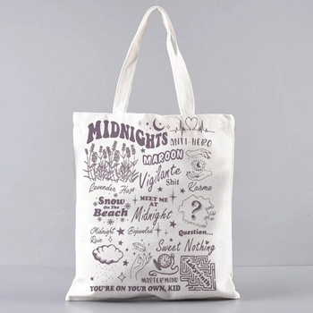 Midnights Tracklist Shopper Bag Taylor Music Swift Albums Canvas Bag Folklore Εμπνευσμένη από γραφική αισθητική τσάντα Δώρο για θαυμαστές