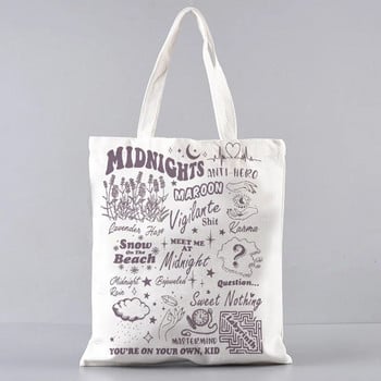 Midnights Tracklist Shopper Bag Taylor Music Swift Albums Canvas Bag Folklore Εμπνευσμένη από γραφική αισθητική τσάντα Δώρο για θαυμαστές