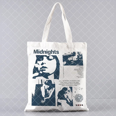 Midnights Tracklist Shopper Bag Taylor Music Swift Albums Kanvas soma Folkloras iedvesmota grafiska estētiska rokassomiņa dāvana faniem